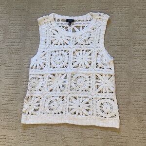 Ninety White Crochet Tank Top
